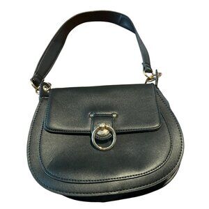 Badgley Mischka Womens  Saddle Bag Black Faux Leather Crossbody Bag